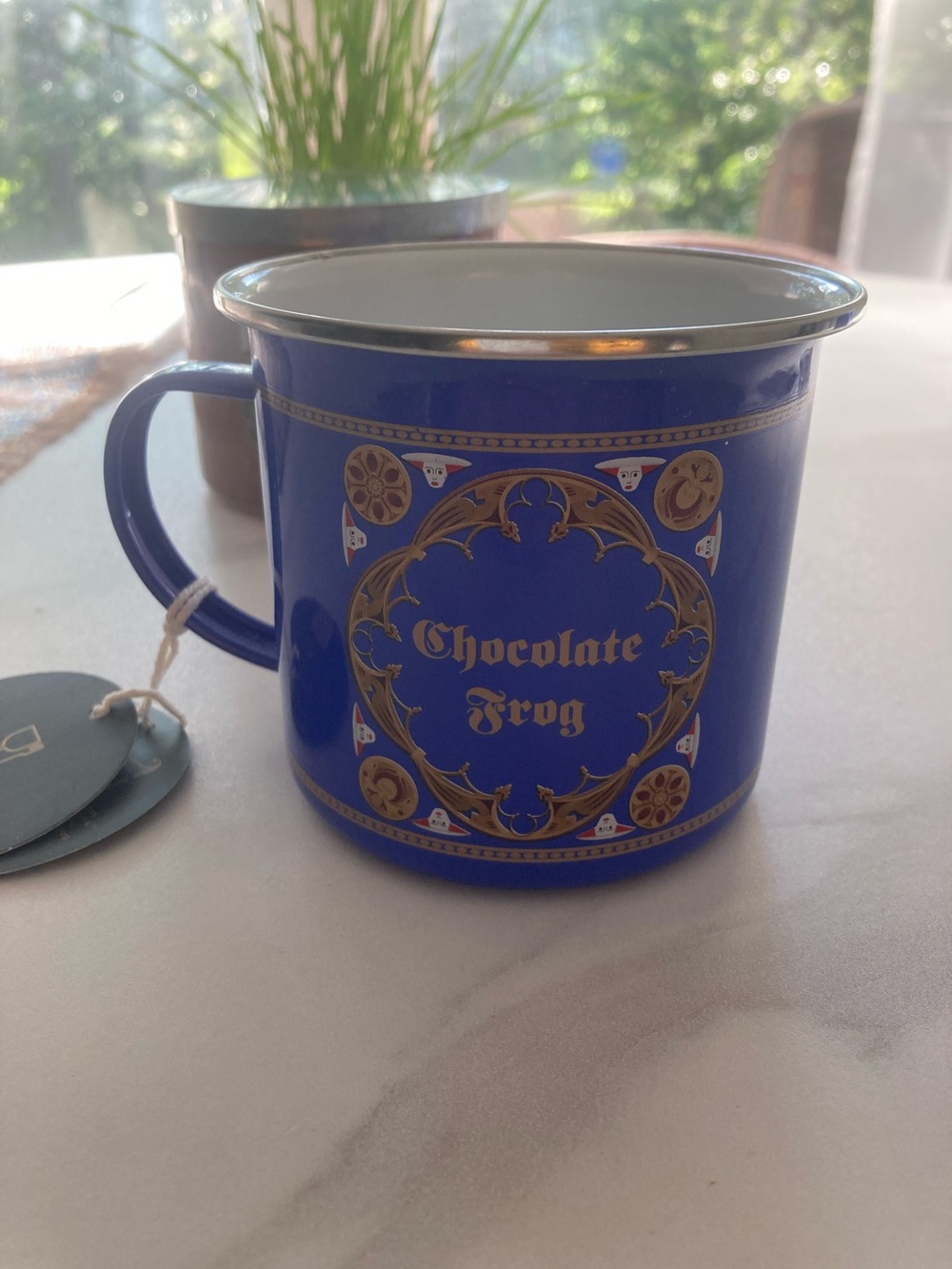 Harry Potter Blue Chocolate Frog Enamel Mug with Gold Accents